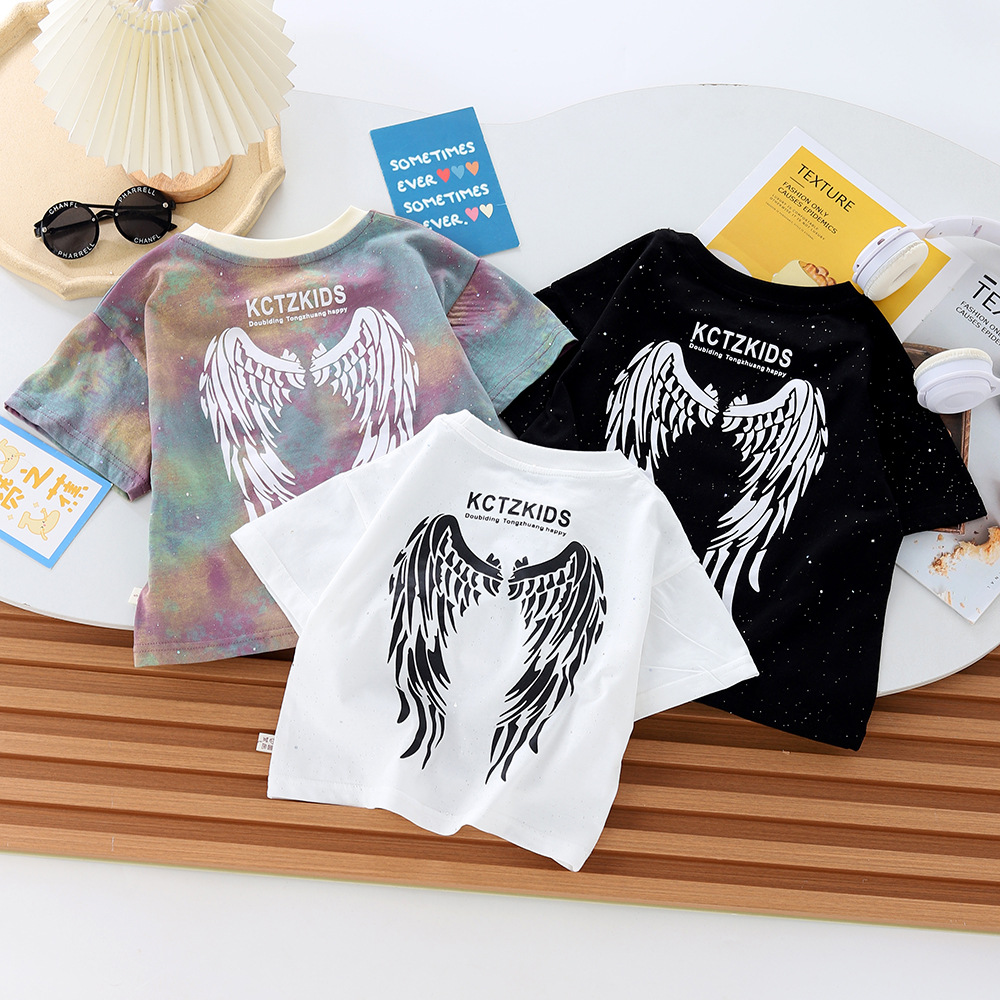 男童T恤短袖夏季2025韩版儿童夏装洋气中小童半袖上衣撒银网红潮