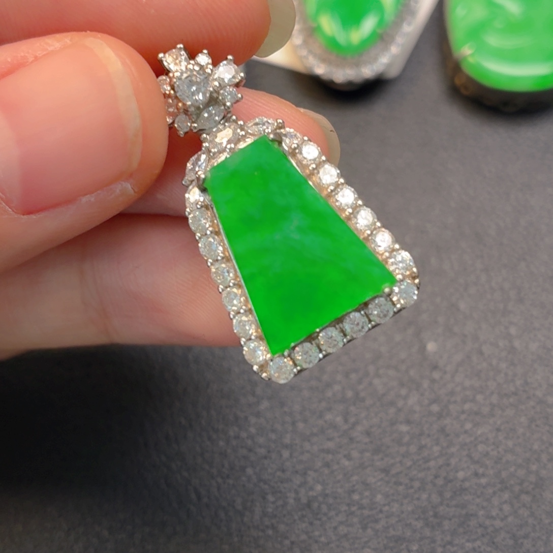 翡翠银S925镶嵌吊坠(不含链)