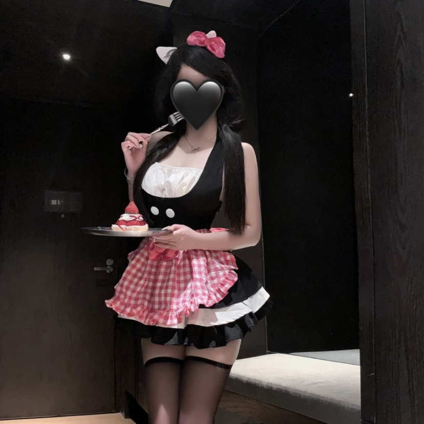 【喵系NO退NO换】【80-120斤】纯欲甜酷日系小猫咪挂脖女仆装约会睡衣