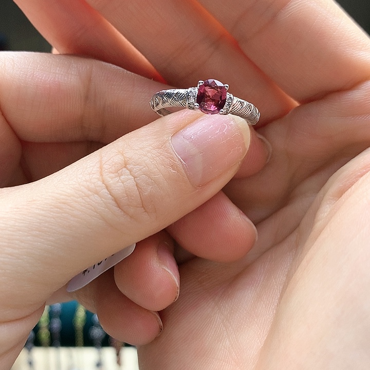 碧玺戒指银S925镶嵌纯天然