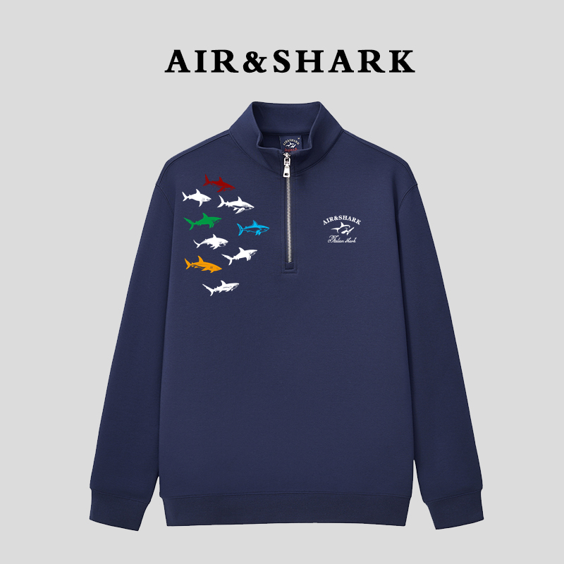 AIR SHARK/鲨鱼正品男士半高领上衣商务秋冬季长袖卫衣高级感外穿