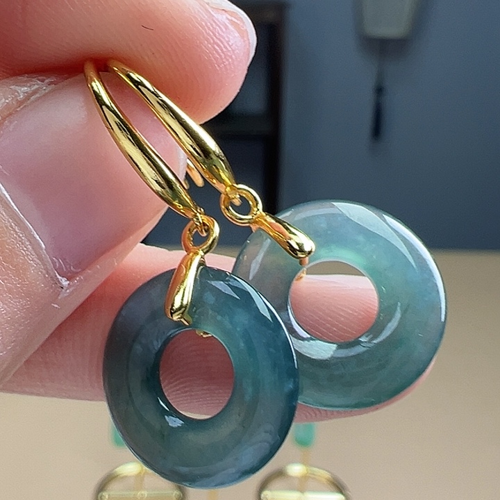 翡翠耳饰银S925镶嵌耳饰