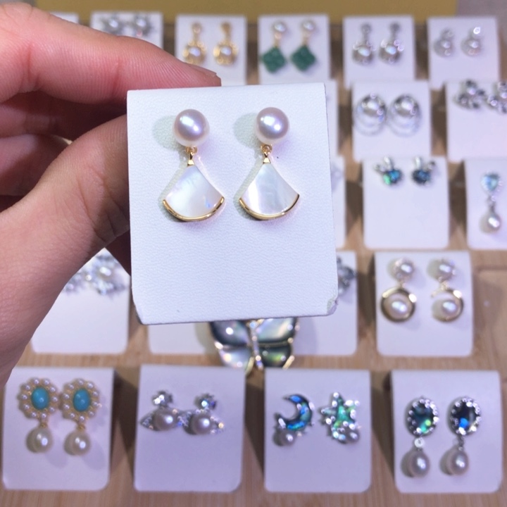 淡水珍珠耳饰银S925镶嵌