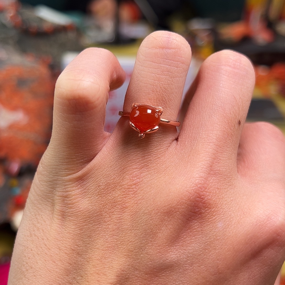 南红玛瑙银S925镶嵌多样性发一南红戒指