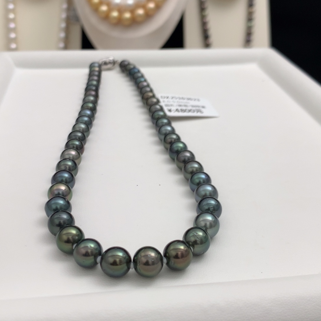 简***月颈饰未镶嵌海水珍珠8-9mm黑珍珠项链