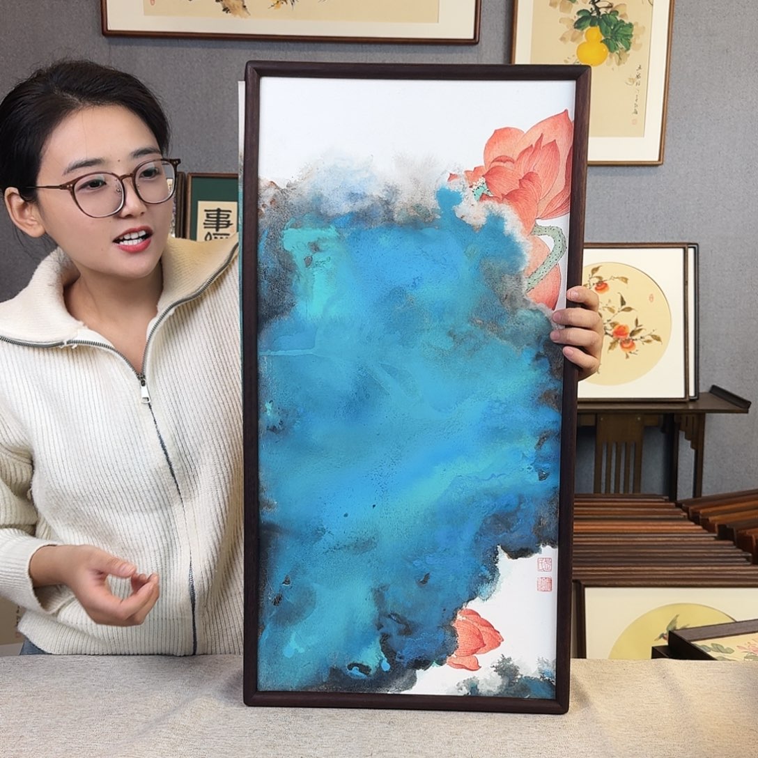 国画手绘带框尺寸： 36*69