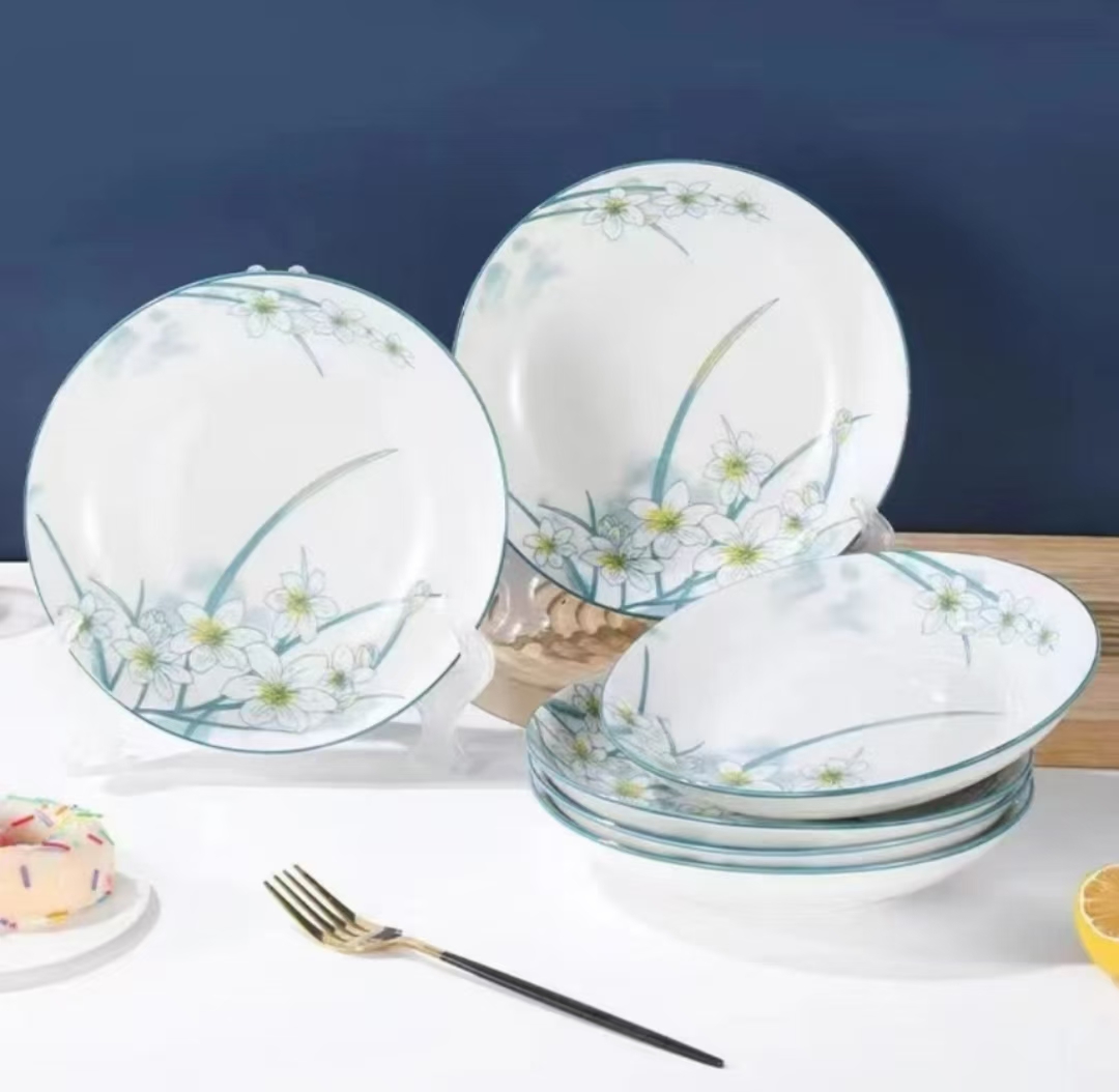 8英寸水仙花盘子6个，破损瑕疵联系客服免费补发