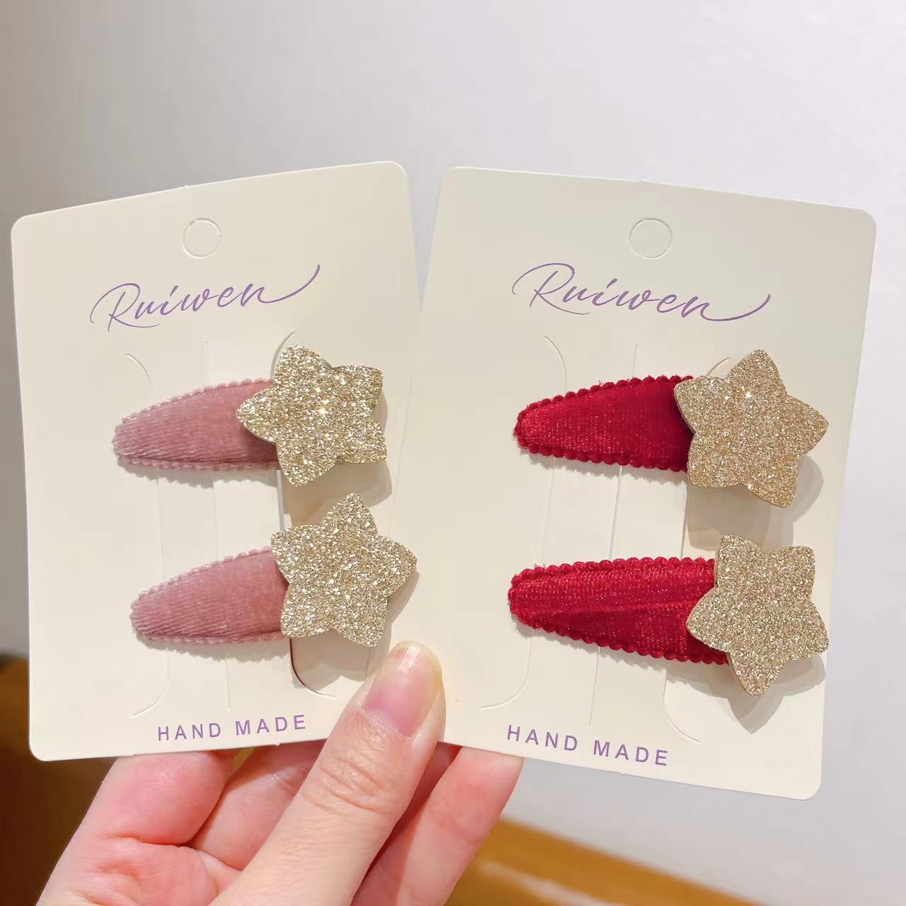 星星丝绒韩版发卡发夹宝宝儿童秋冬新款BB夹刘海夹小女孩发饰头饰