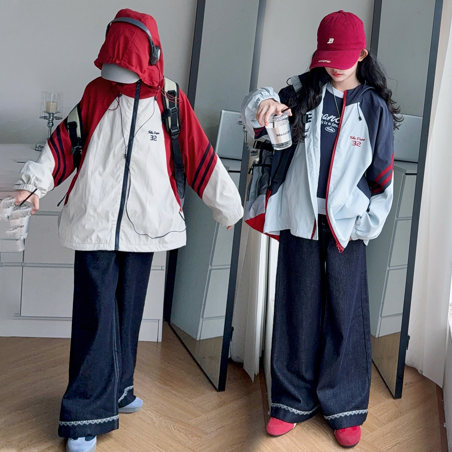 女童2025新款秋装连帽外套儿童洋气韩版短款夹克长袖风衣中大童潮