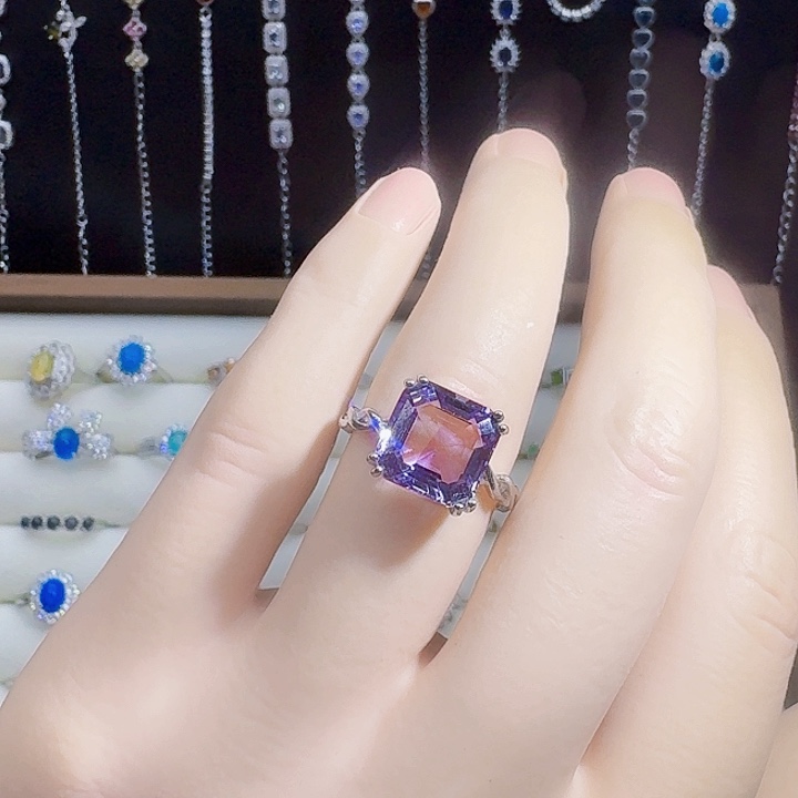 戒指银S925镶嵌紫晶