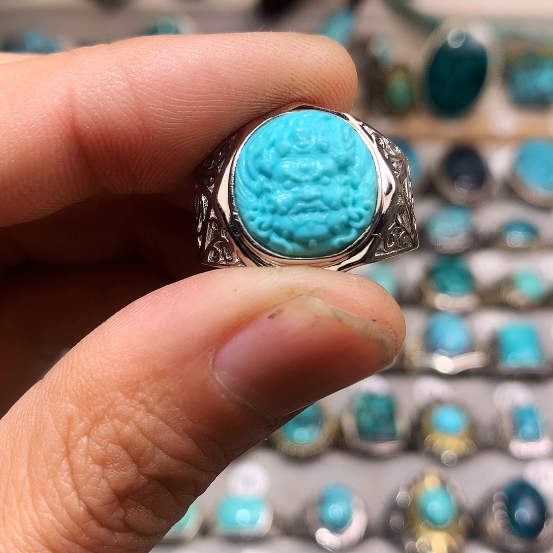 绿松石挂件银S925镶嵌