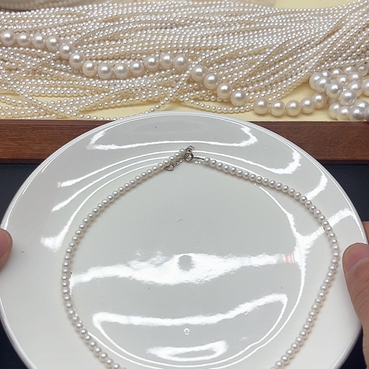 天然珍珠项链银S925镶嵌淡水珍珠9