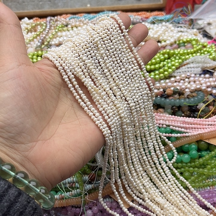 玛瑙/玉髓珠宝半成品未镶嵌一条3mm左右哑光珍珠