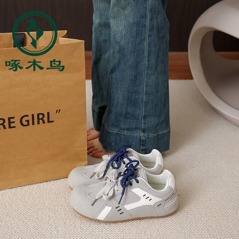 啄木鸟小众泡芙德训鞋女内增高2025春季爆款复古休闲运动阿甘板鞋