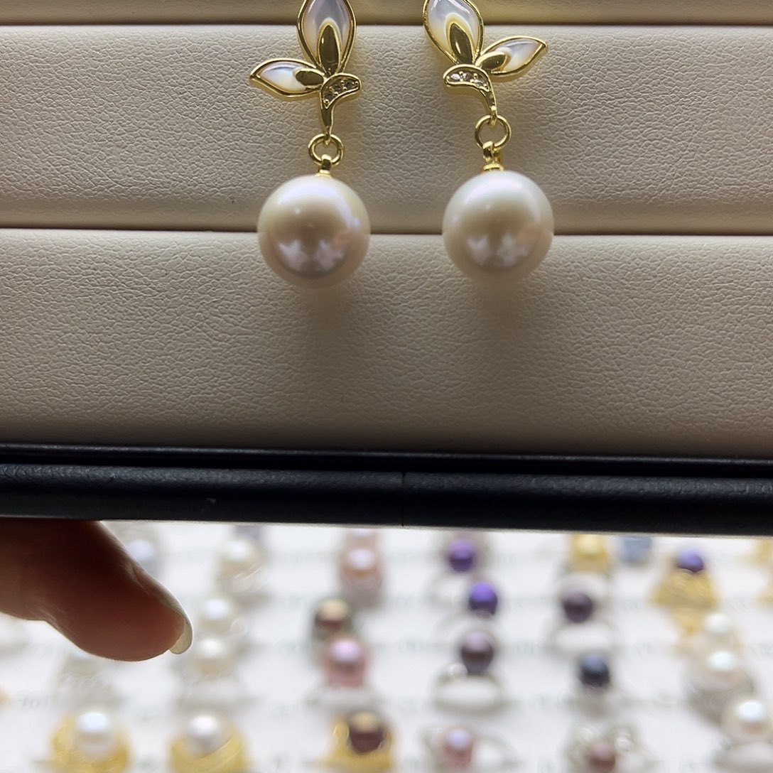 淡水珍珠耳饰银S925镶嵌