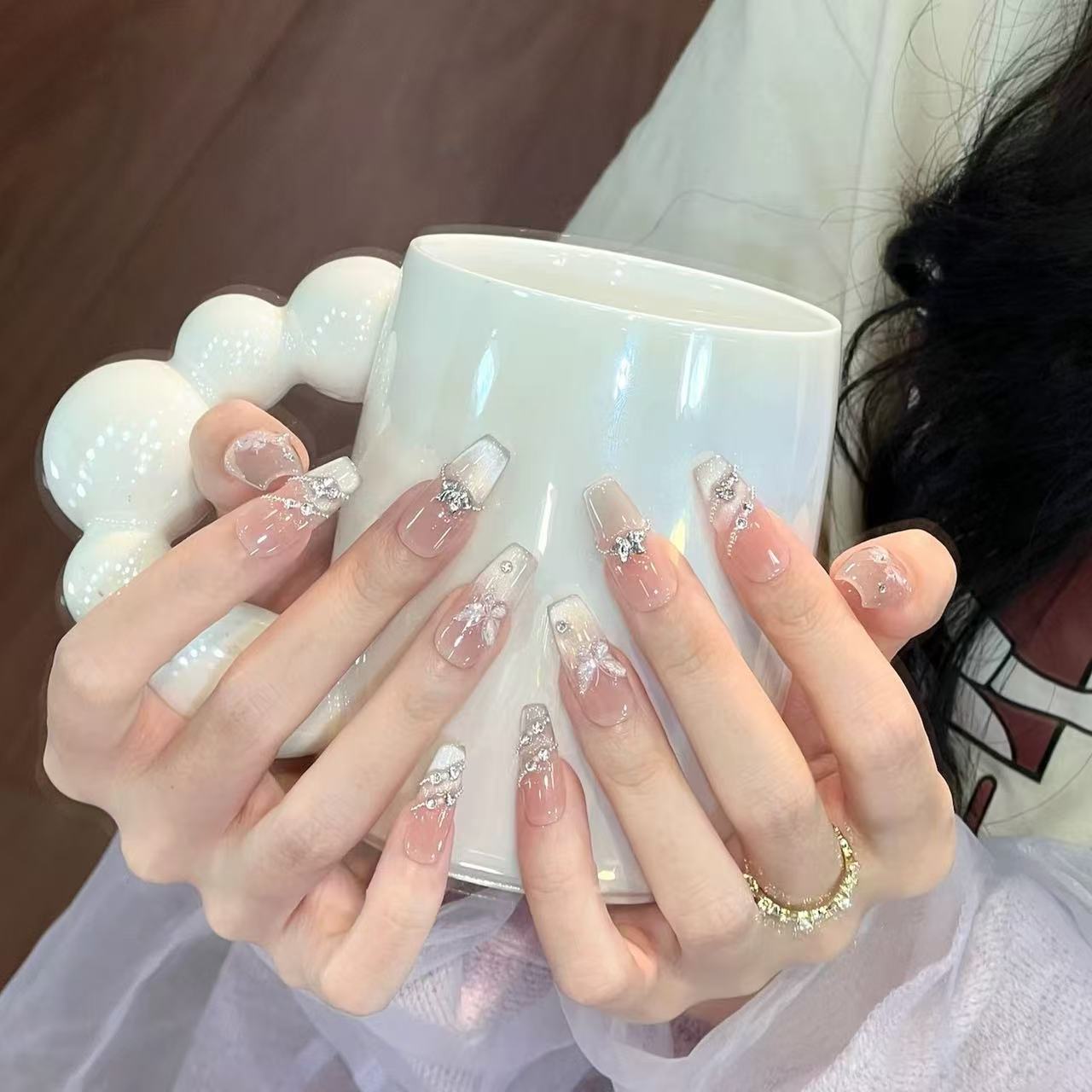 【月光蝶】时尚清新纯欲高级感成品美甲穿戴式手工穿戴甲