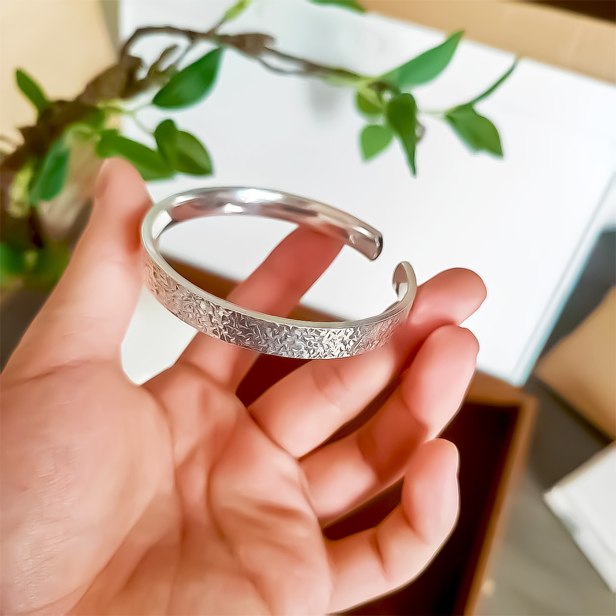 足银手镯 足银手镯  B07碎冰冰开口手镯时尚百搭款式简约大气 34