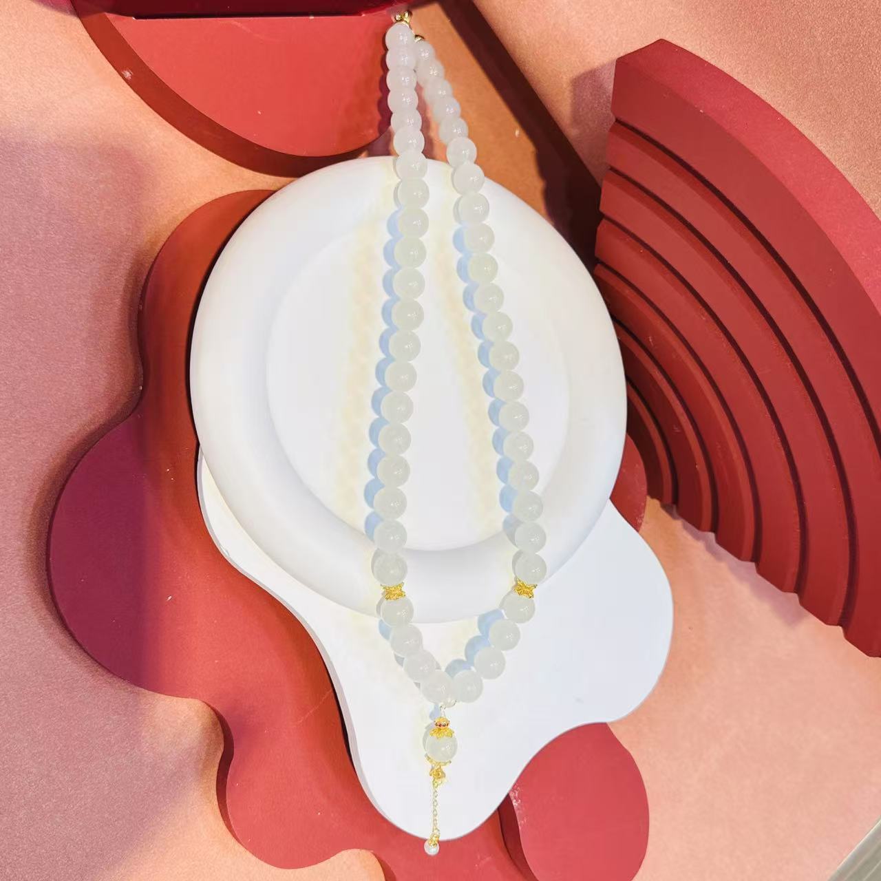 S925银配件10mm白玉串珠HNZ9371