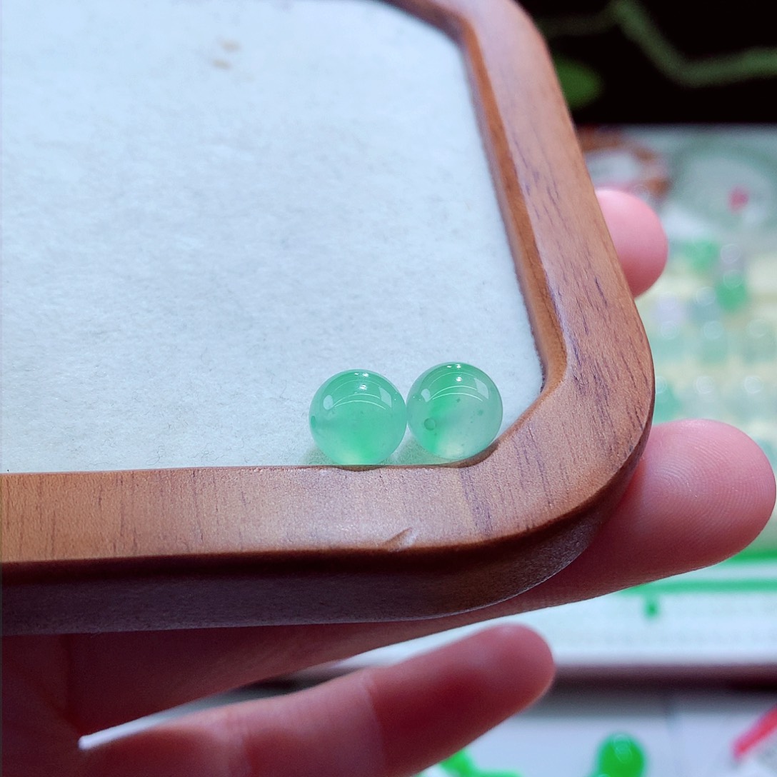 未镶嵌手链翡翠金丝绿一对