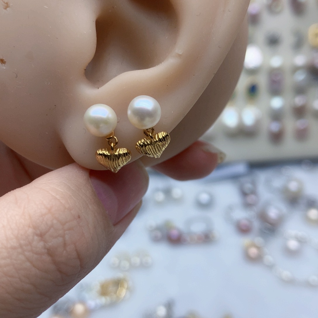 淡水珍珠耳饰银S925镶嵌