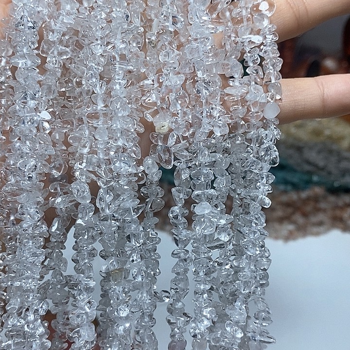 未镶嵌玛瑙/玉髓珠宝半成品天然白水晶绕手4圈