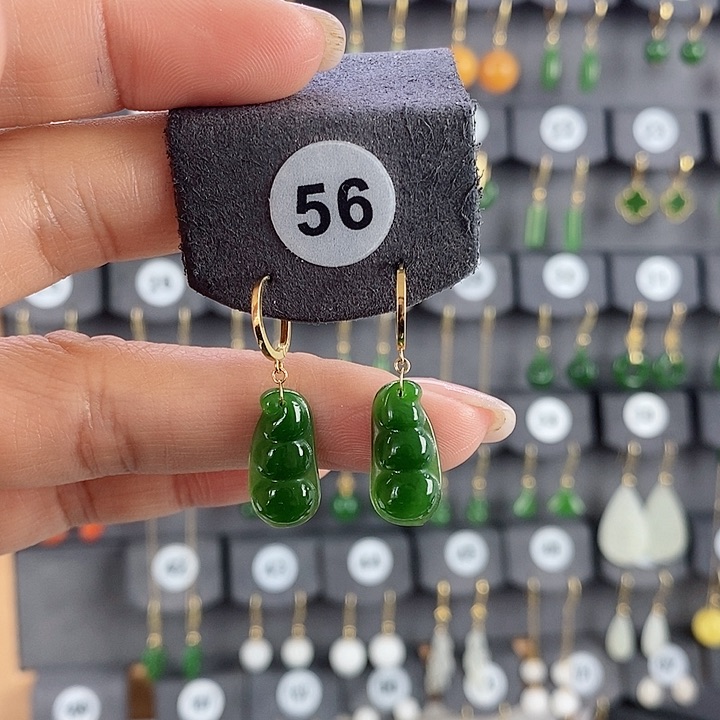 和田玉耳饰18K金镶嵌