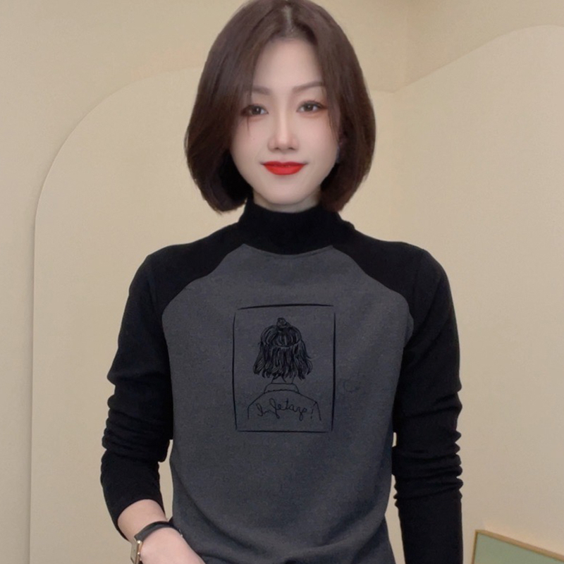 半高领德绒打底衫女秋冬时尚洋气时髦内搭可外穿磨毛保暖妈妈小衫