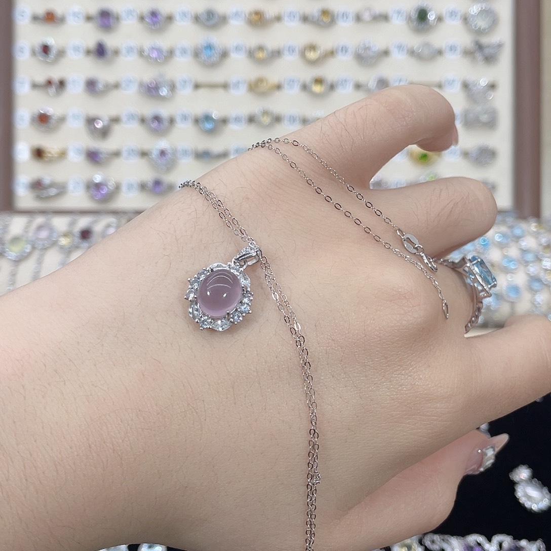 想***呢萤石颈饰银S925镶嵌