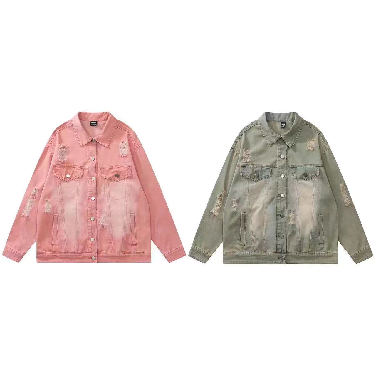 破洞水洗做旧牛仔外套（No退换）