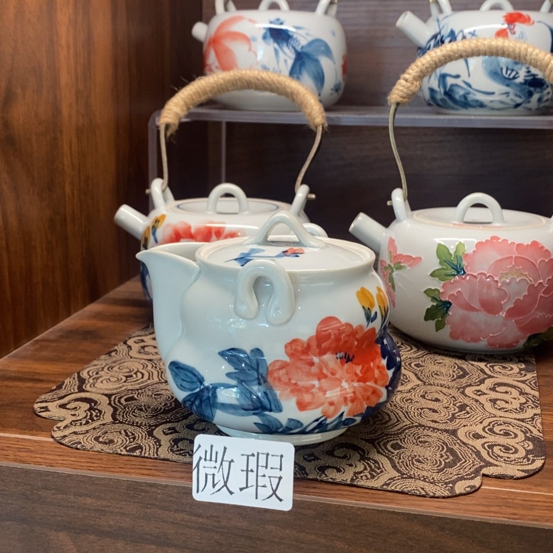 釉下彩老陶泥手工绘制