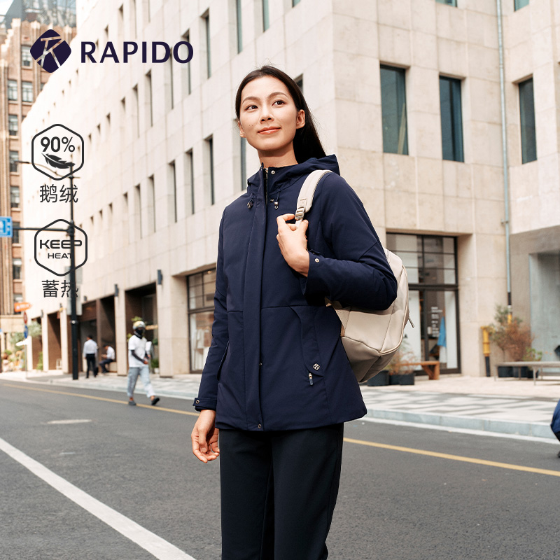 Rapido25秋冬女士R系90%鹅绒蓄热休闲连帽羽绒服CP5938U01雳霹道
