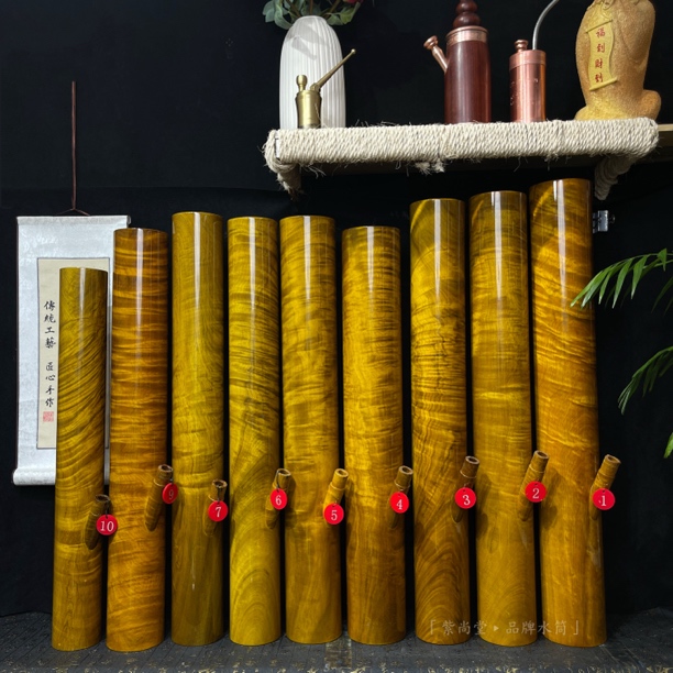 金丝楠木精品水筒红木根雕烟杆家用摆件纯手工创意收藏品中式大号