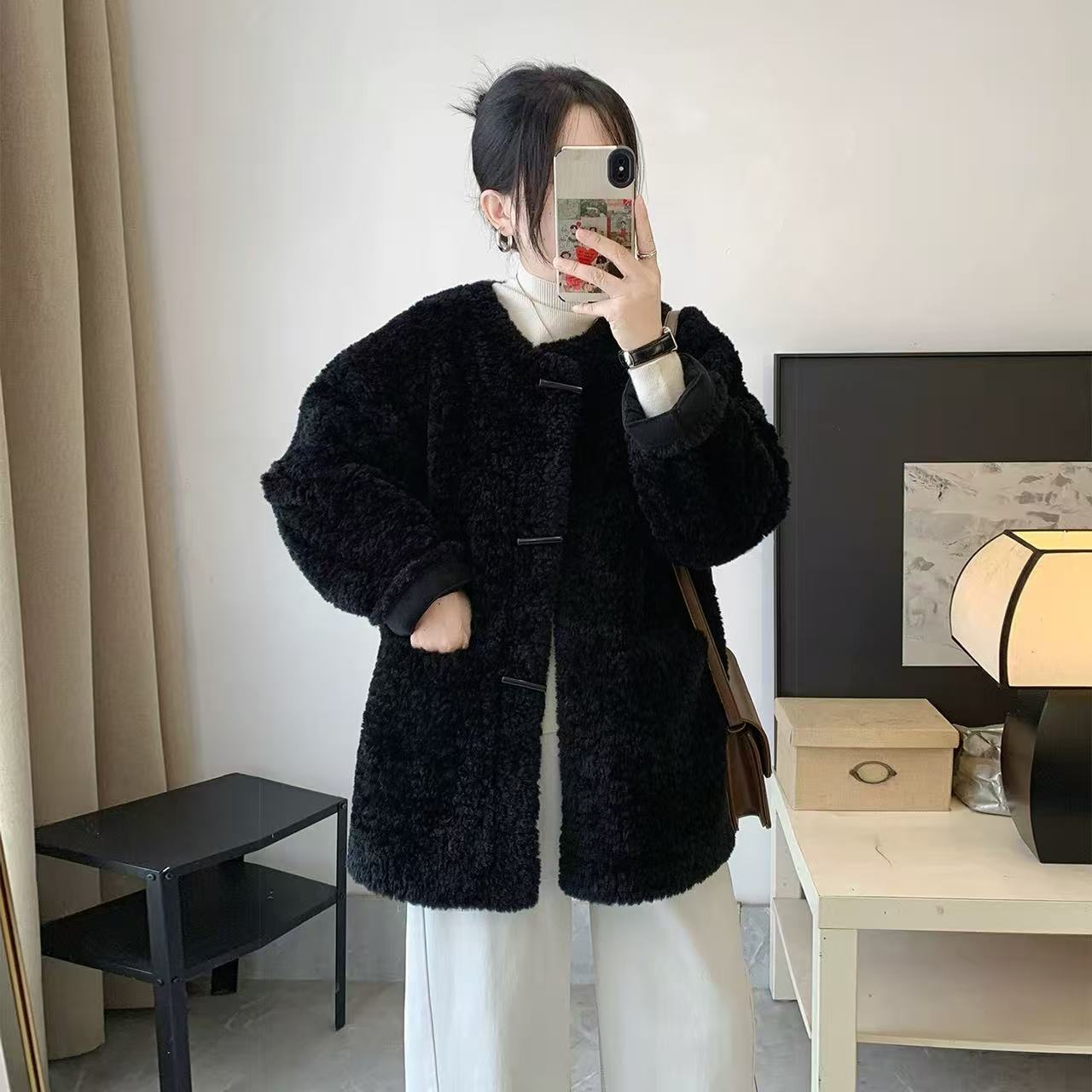 美美➕68148新款加厚羊·剪绒皮.毛一体外套