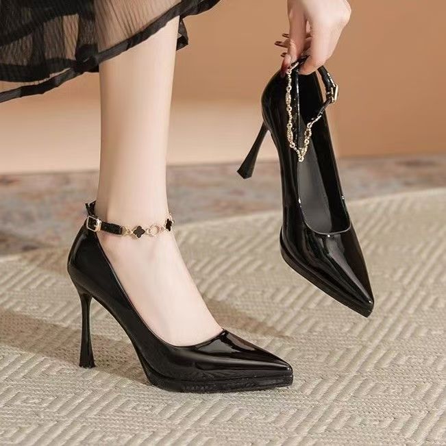 201-400百搭细跟尖头高跟套筒胶粘春季单鞋夏季包头清冷新中式