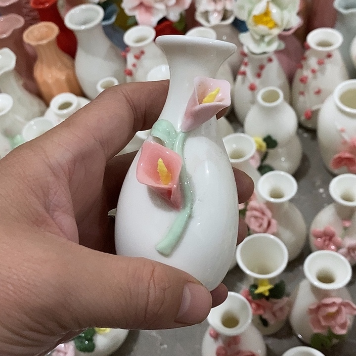 瓷片纯手工陶瓷花摆件瑕