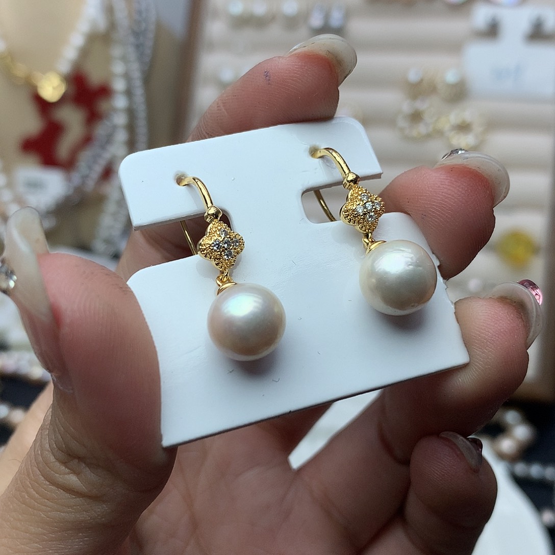 淡水珍珠9-10未镶嵌阴**.a113耳环