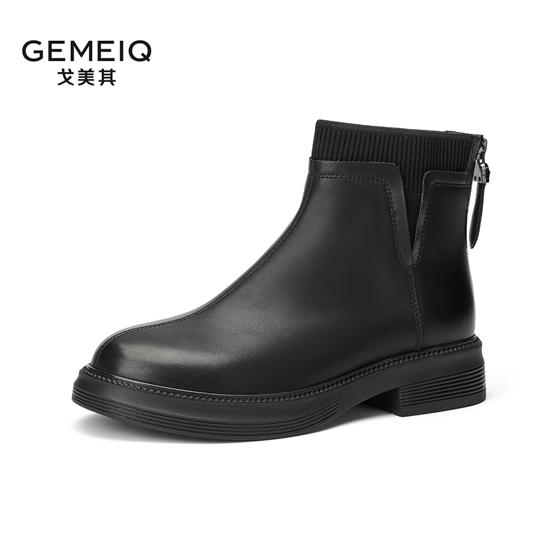英伦马丁靴英伦风厚底弹力瘦瘦靴秋季秋冬厚底简约A320