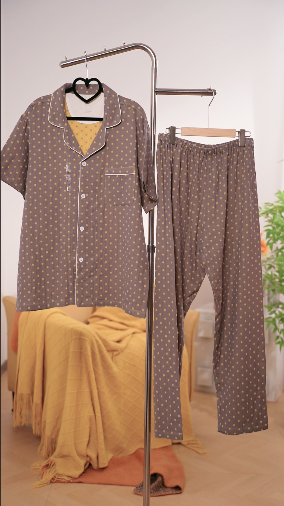 ｛秦箫音韵｝全棉睡衣女套装时尚休闲夏天春夏薄款宽松男女同款