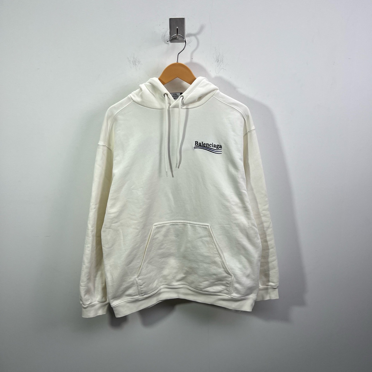 99新 Balenciaga/巴黎世家 B白色刺绣可乐帽衫卫衣 98新 #3549