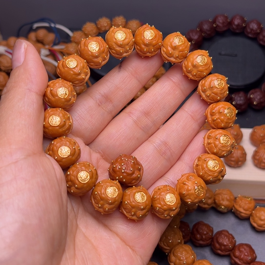 手串猴头核桃1.6满背双面镶嵌