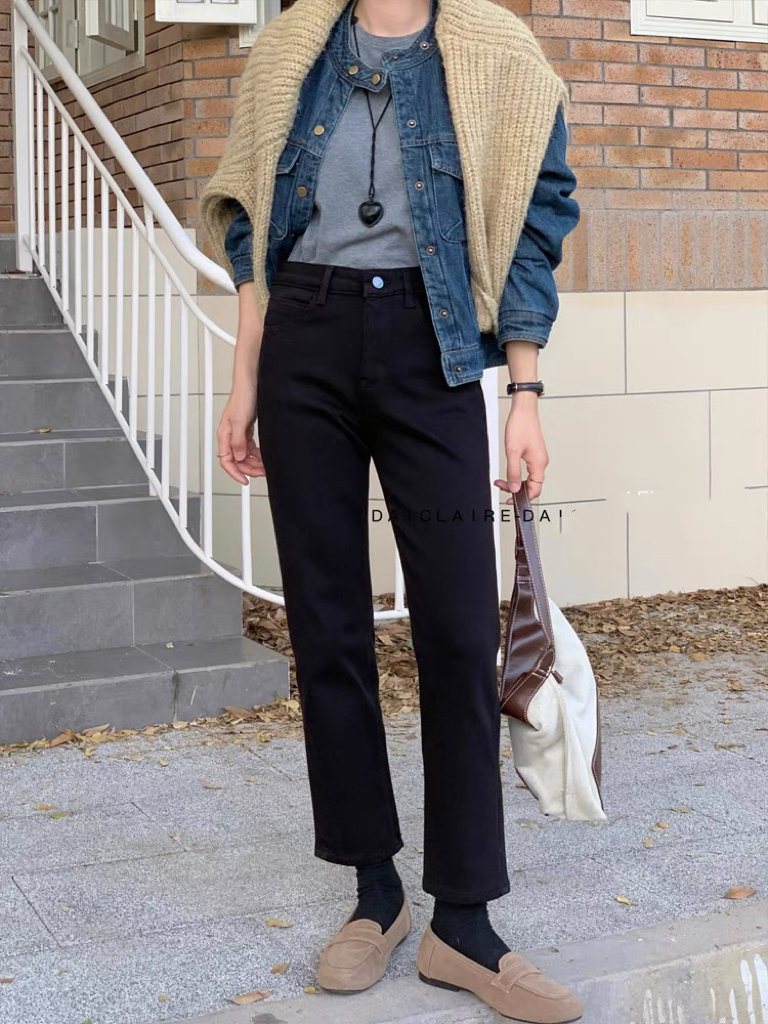 （加绒）镇店之宝！显瘦代表！腿精小黑裤！经典必备九分直筒高腰