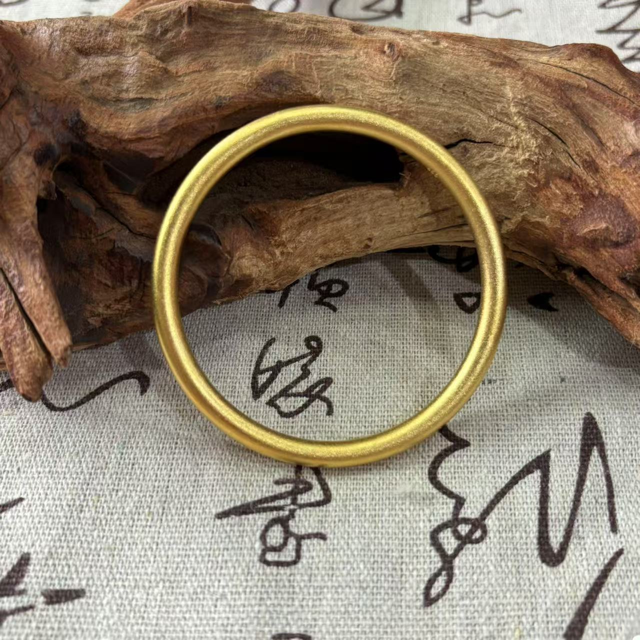 B-3017  古法精工5mm素圈手镯 (圈口需备注) 真金工艺+ 专柜礼盒