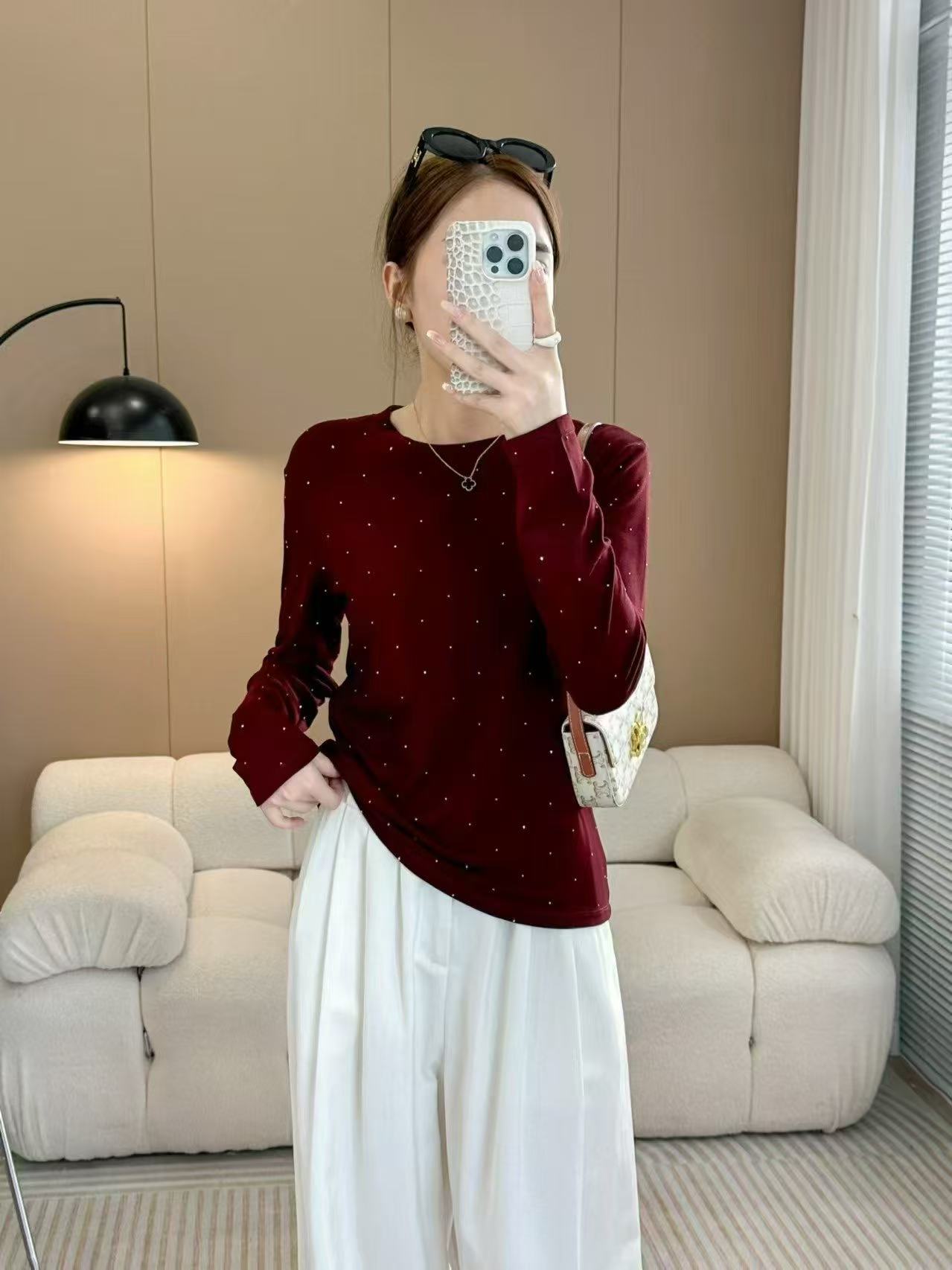 aBL滨莉家 烫钻轻奢漂亮气质内搭打底衫上衣