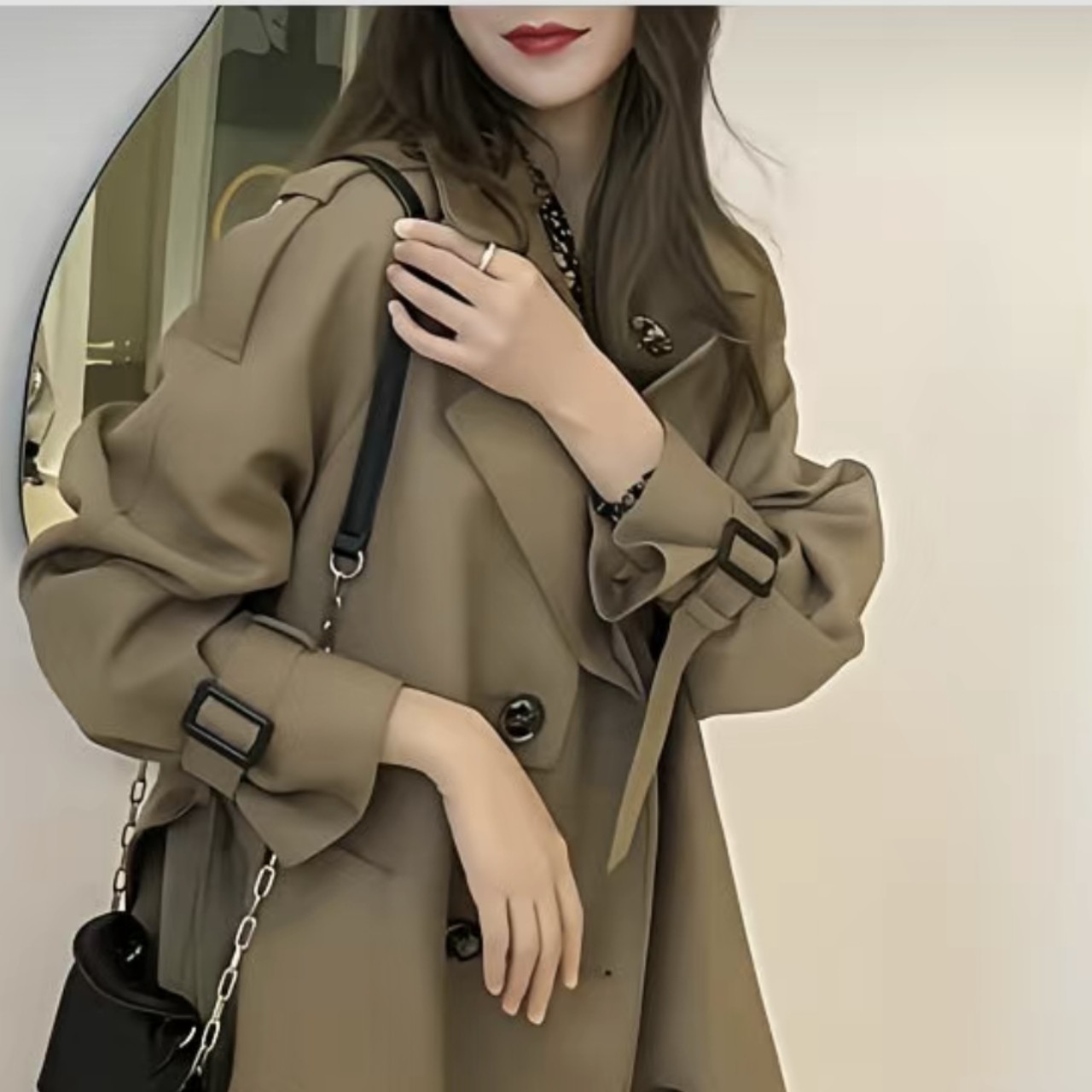 早春秋新款韩系小个子中长版英伦风高级感女士风衣外套