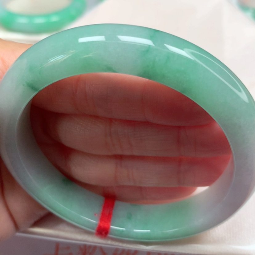 【闪购商品】翡翠手镯未镶嵌冰胶飘绿花手镯5960圈29号