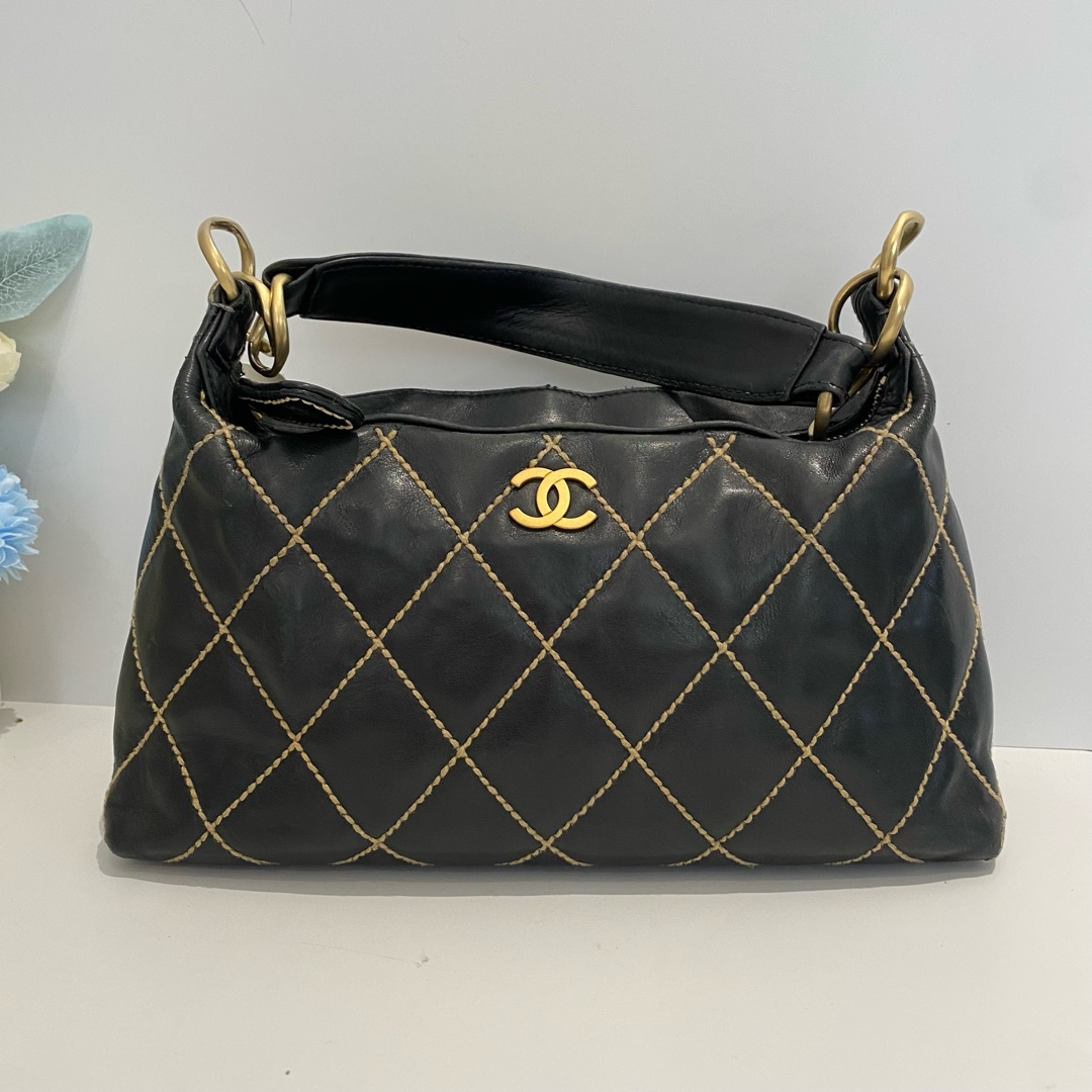 95新 Chanel/香奈儿 黑色中古9开饭盒手提包16597643