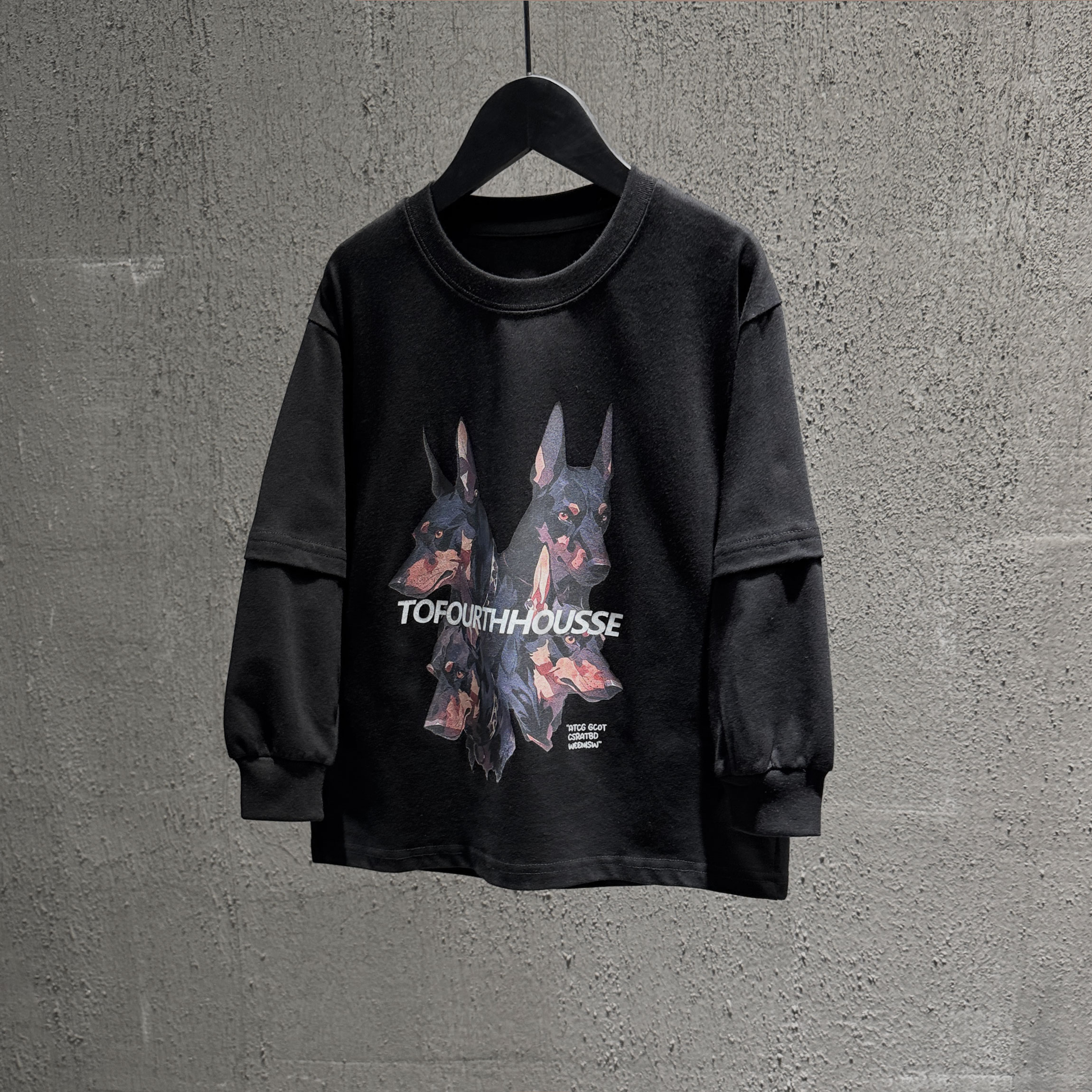 【游子kids】韩版儿童纯棉拼接袖卫衣杜宾狗狗打底衫