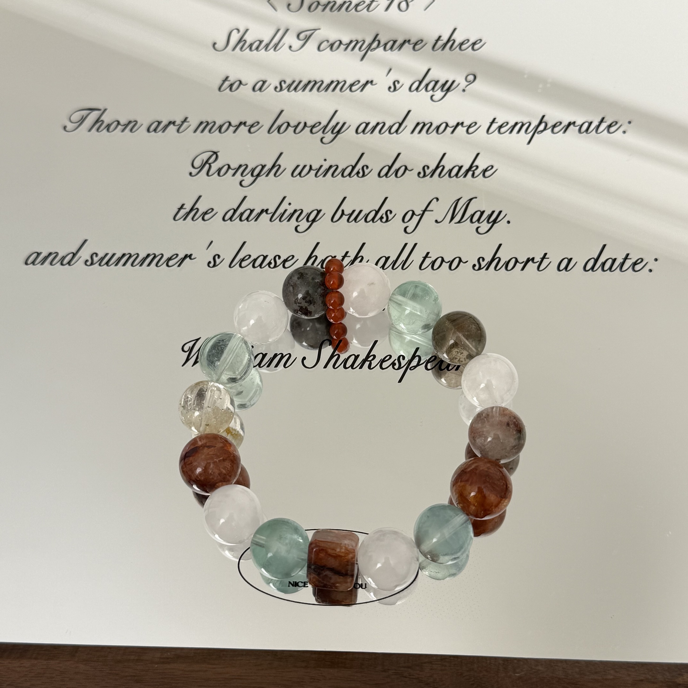 Y85天然水晶手串红胶花白幽灵高级感水晶爆款手串12咪默认微瑕