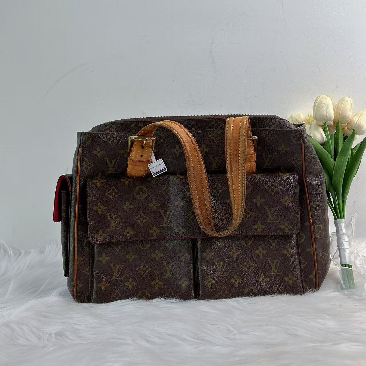 95新 LouisVuitton/路易威登 路易威登 百搭老花b1163骆驼包全原