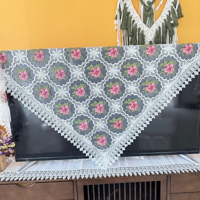 十字绣【110*110cm】富贵花白色盖巾餐桌茶几布简约电视盖布
